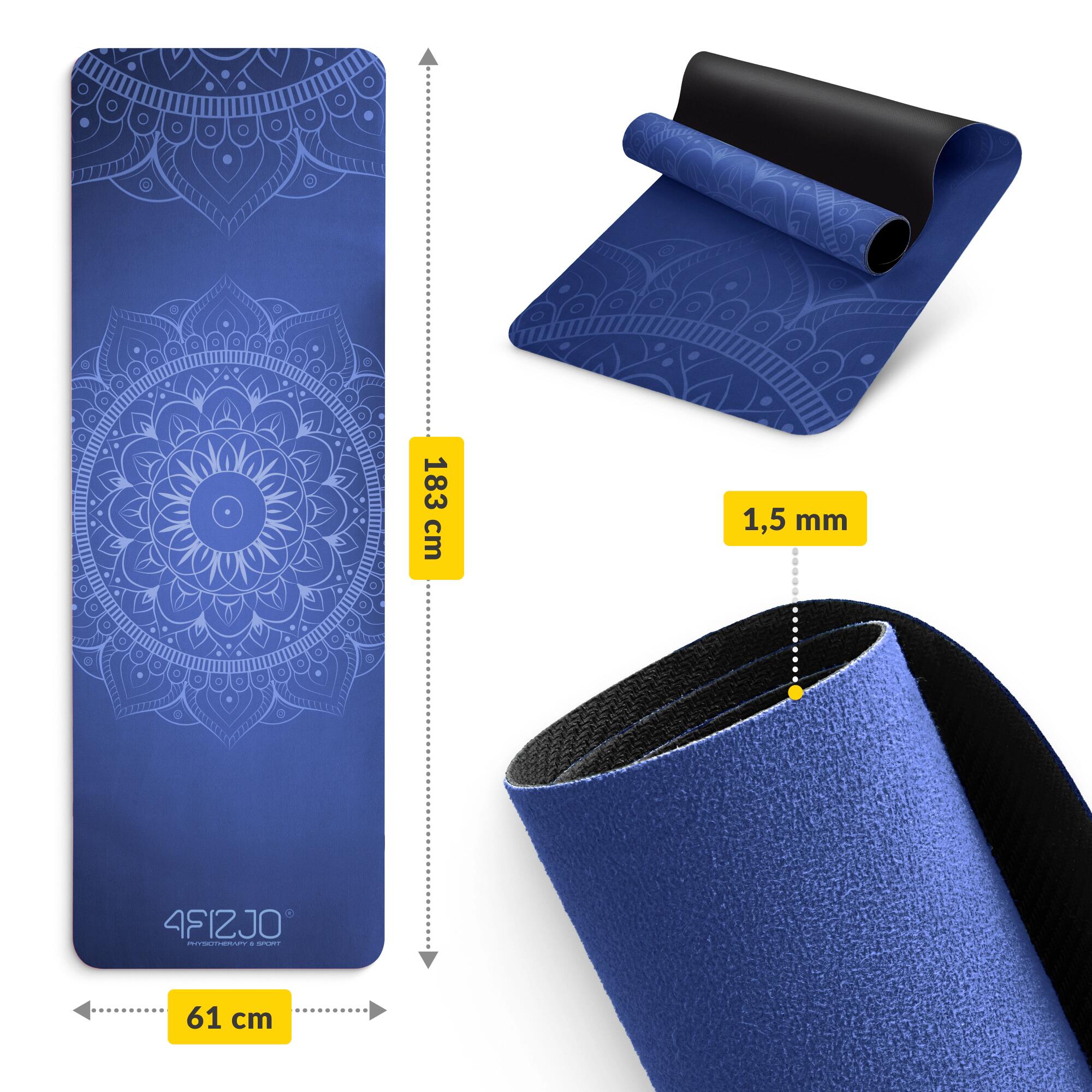 Wildleder Trainingsmatte für Yoga 4FIZJO 183 x 61 cm x 1,5 mm 6/7