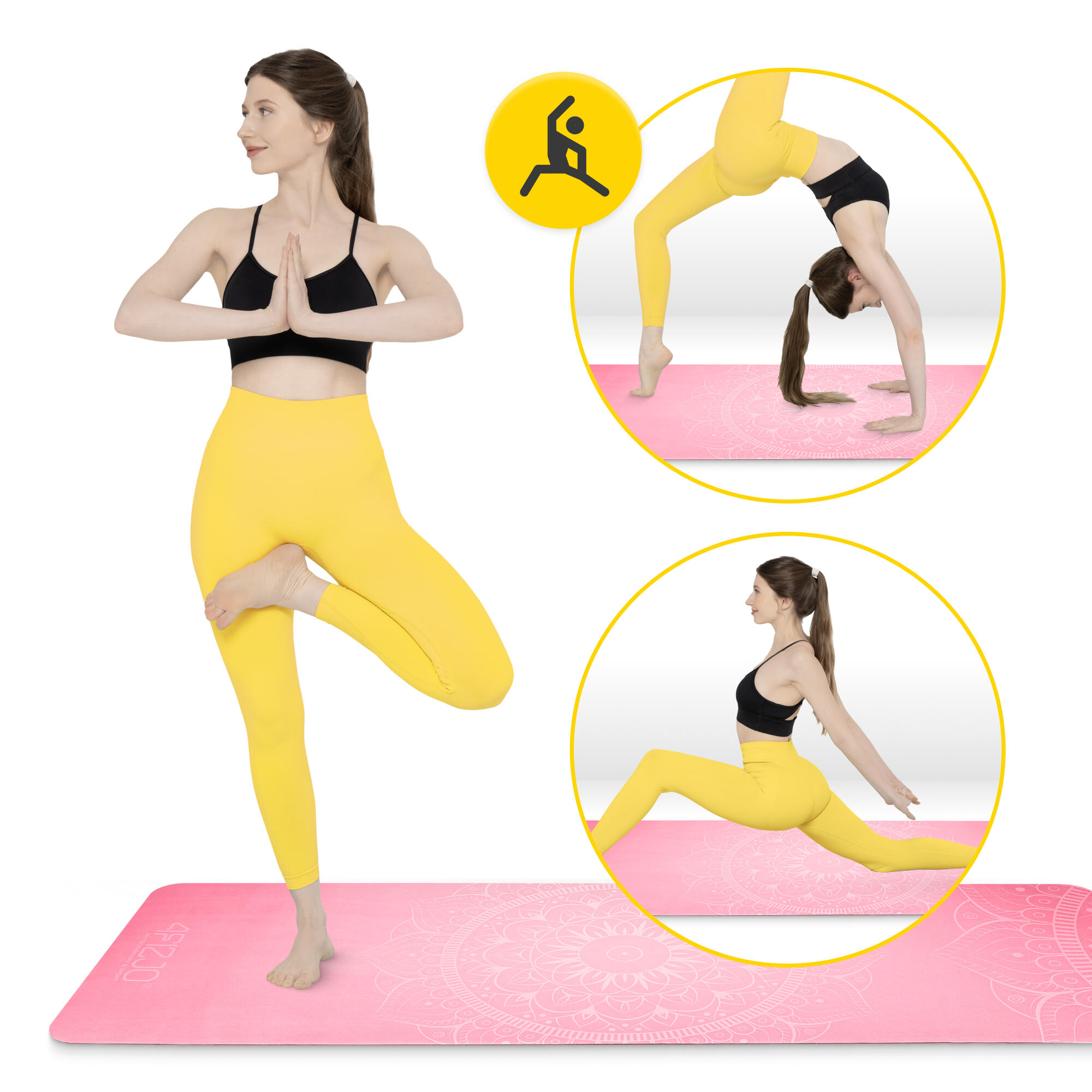 Wildleder Trainingsmatte für Yoga 4FIZJO Yogamatte 183 x 61 cm x 1,5 mm 2/7