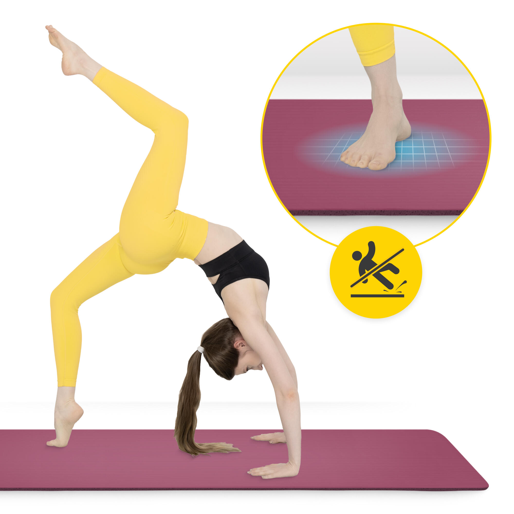Yogamatte NBR Gymnastikmatte Fitnessmatte 180 x 60 x 1,5 cm 3/7
