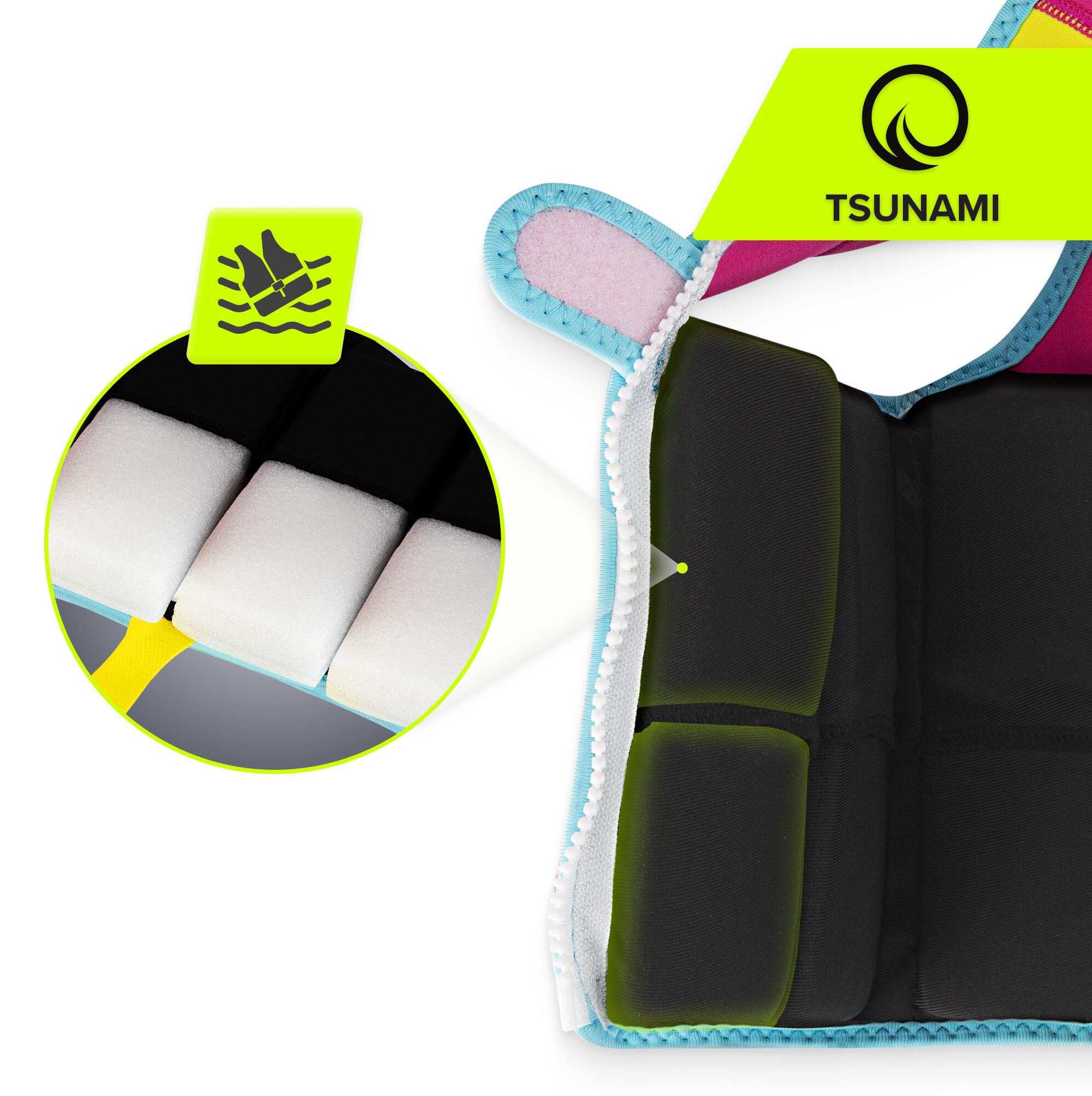 Gilet di galleggiamento nuoto bambino 3-6 anni regolabile sicuro comfort TSUNAMI 5/7