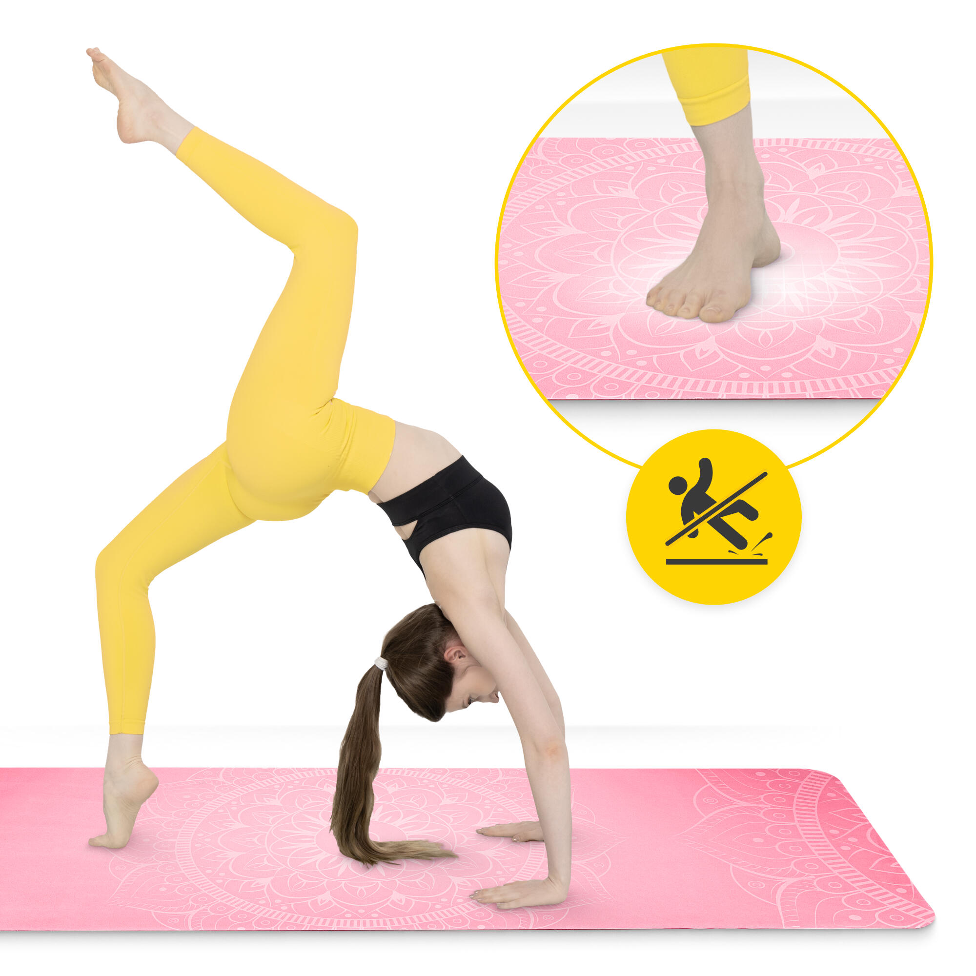 Wildleder Trainingsmatte für Yoga 4FIZJO Yogamatte 183 x 61 cm x 1,5 mm 3/7