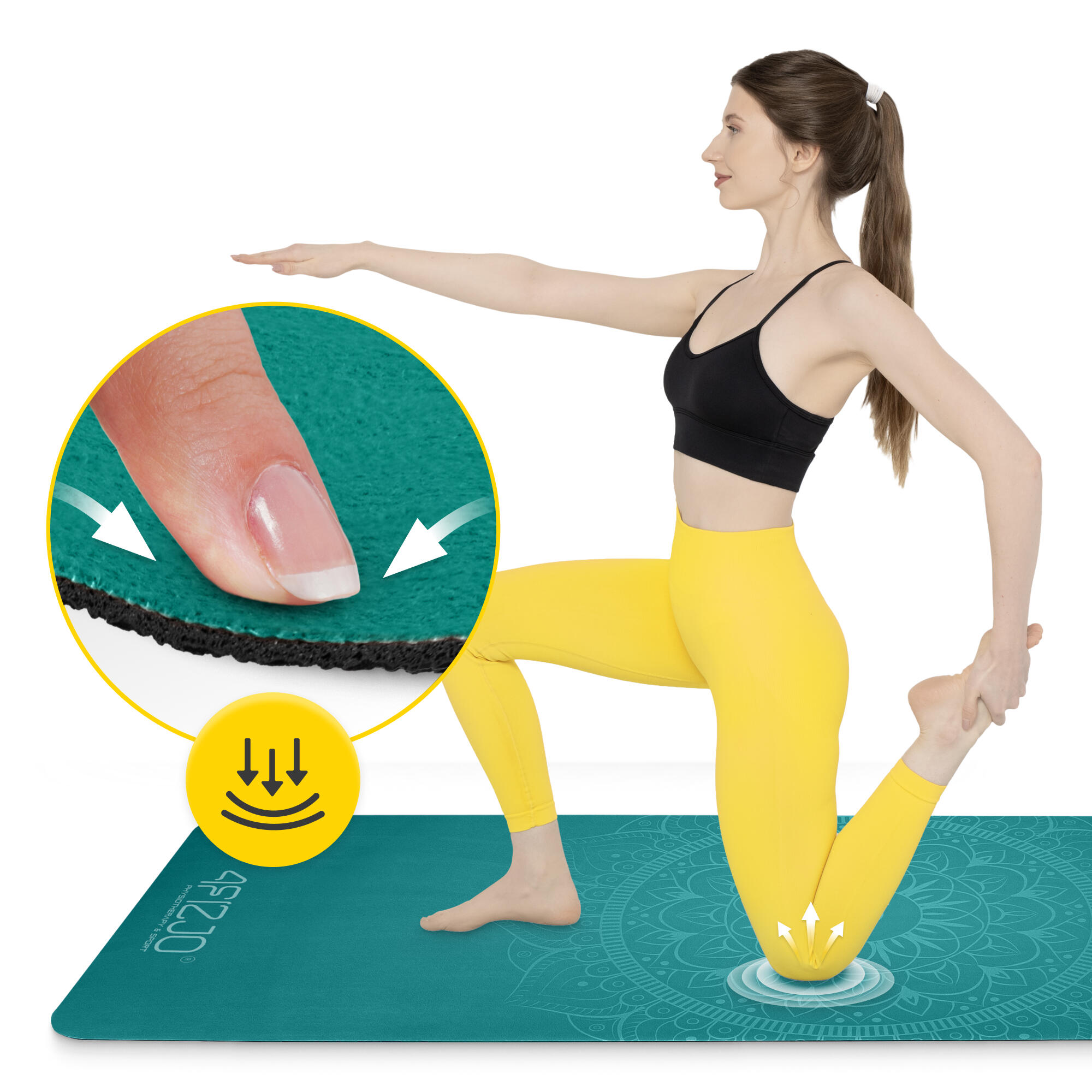 Wildleder Trainingsmatte für Yoga 4FIZJO 183 x 61 cm x 1,5 mm 4/7