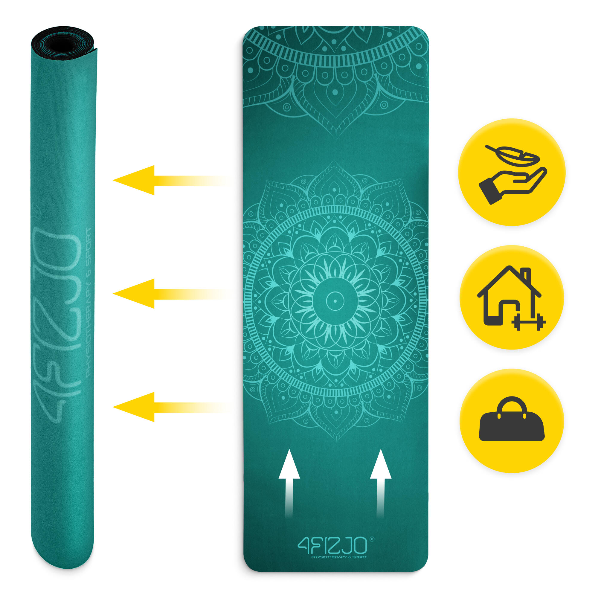 Wildleder Trainingsmatte für Yoga 4FIZJO 183 x 61 cm x 1,5 mm 5/7