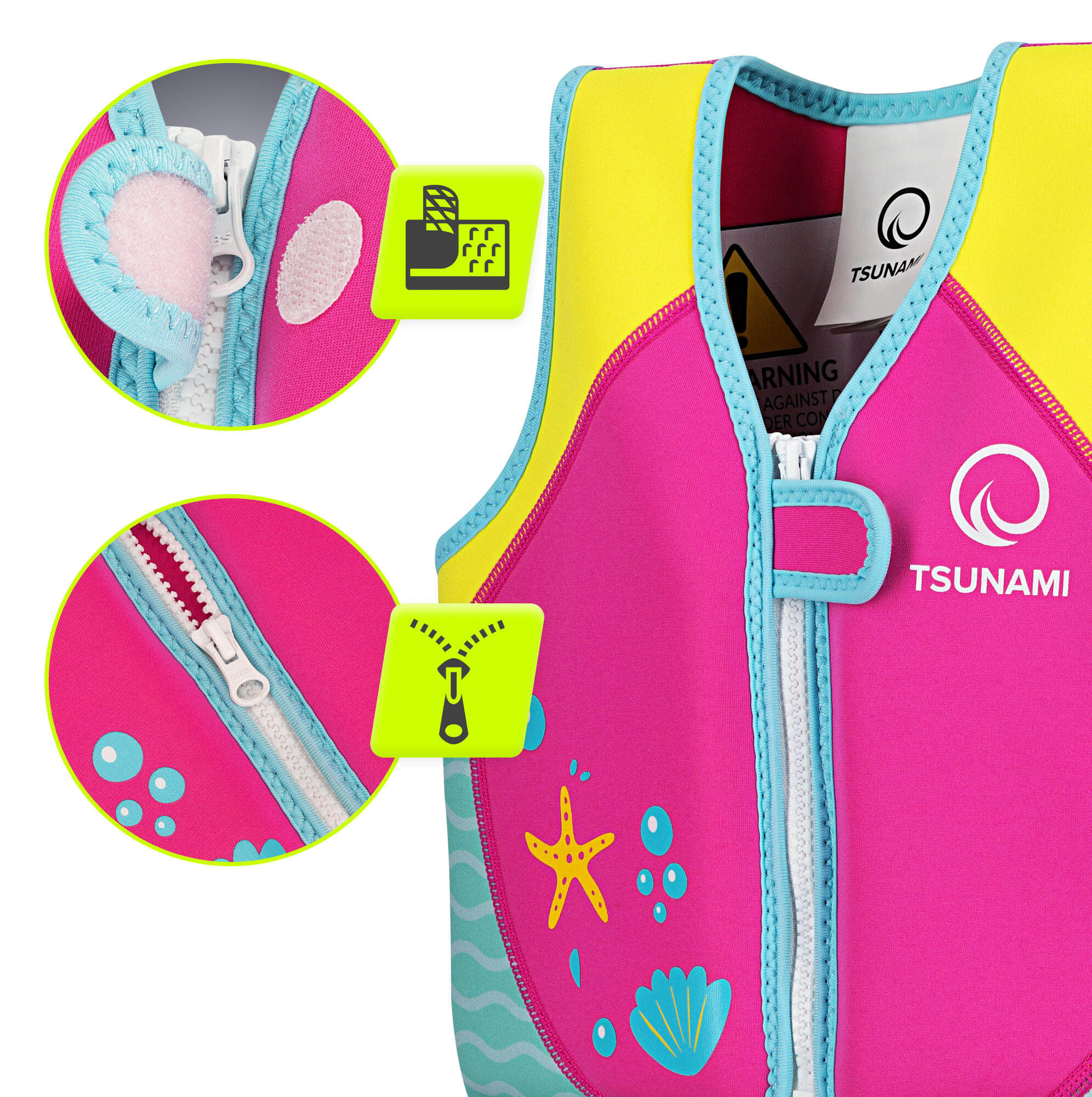 Gilet di galleggiamento nuoto bambino 3-6 anni regolabile sicuro comfort TSUNAMI 3/7