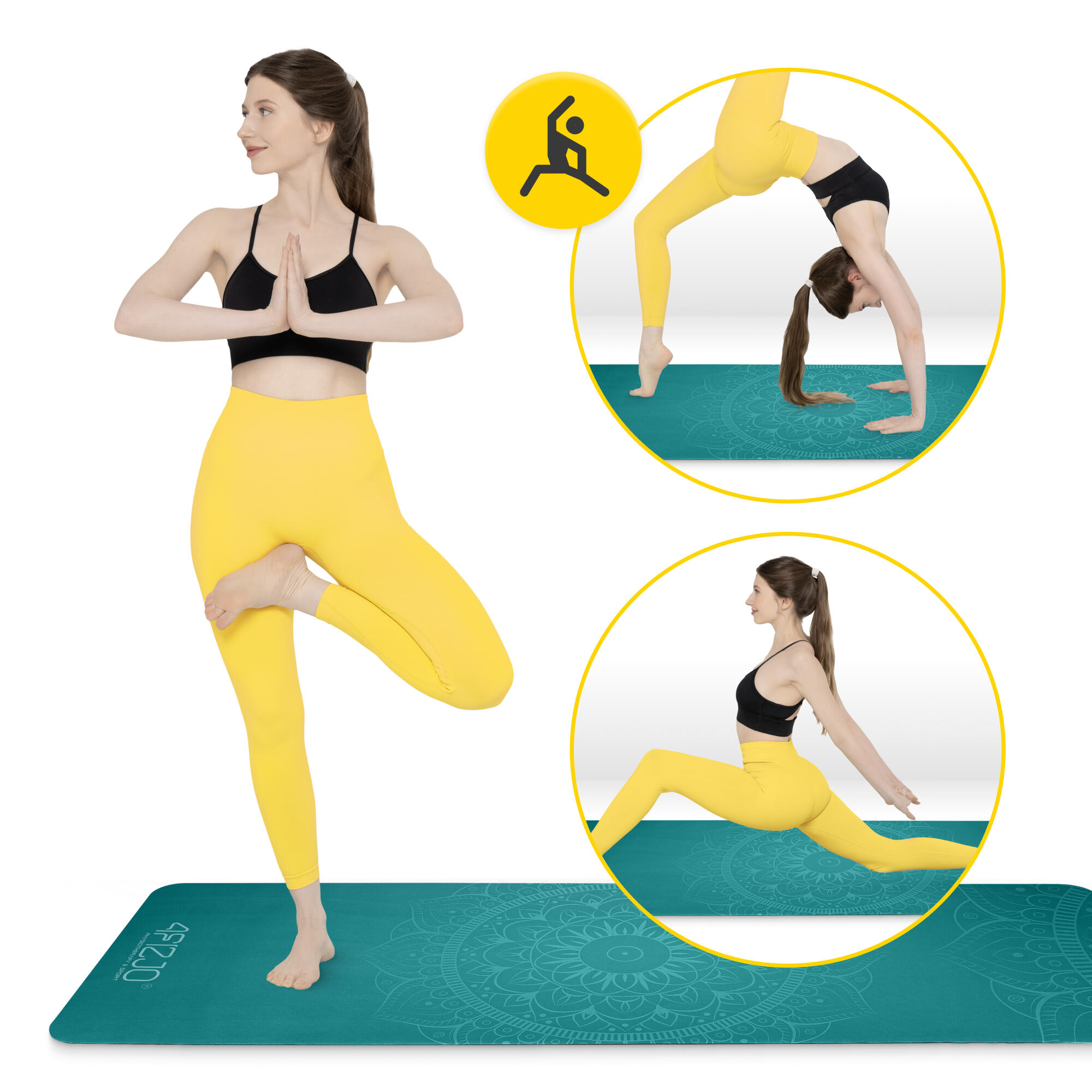 Wildleder Trainingsmatte für Yoga 4FIZJO 183 x 61 cm x 1,5 mm 2/7