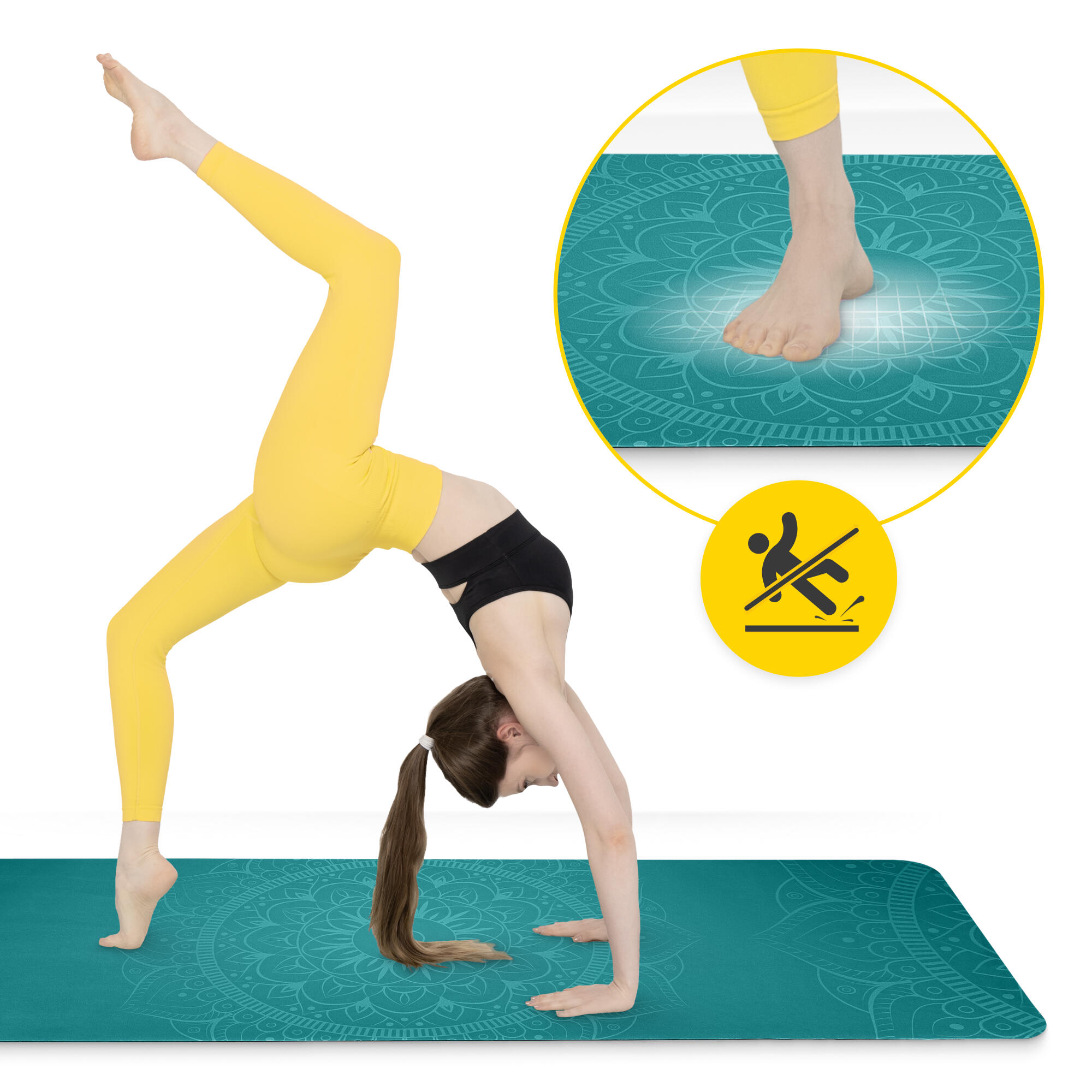 Wildleder Trainingsmatte für Yoga 4FIZJO 183 x 61 cm x 1,5 mm 3/7