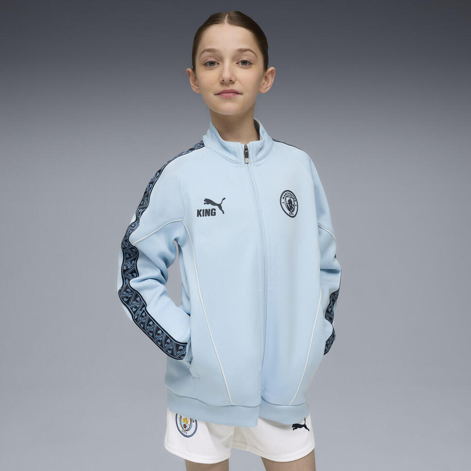Młodzieżowa kurtka Manchester City KING Anthem PUMA Silver Sky Deep Navy Blue