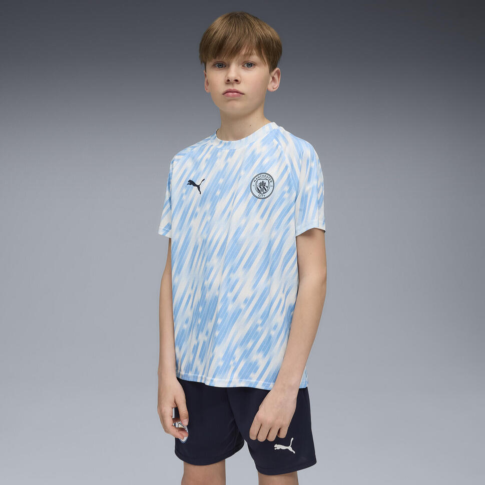 Młodzieżowa koszulka przedmeczowa Manchester City PUMA Silver Sky Blue