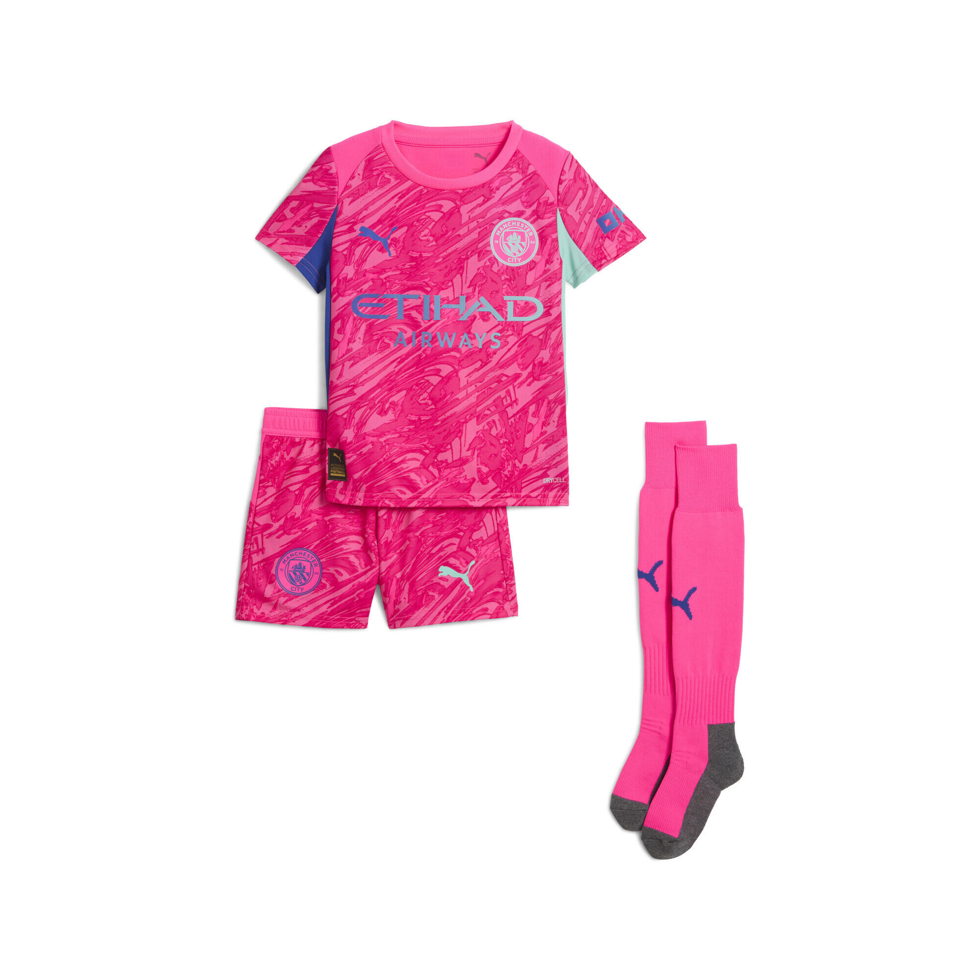 PUMA Manchester City 25/26 Torwart-Minikit Kinder PUMA Fluro Pink Pes Aquatic Green