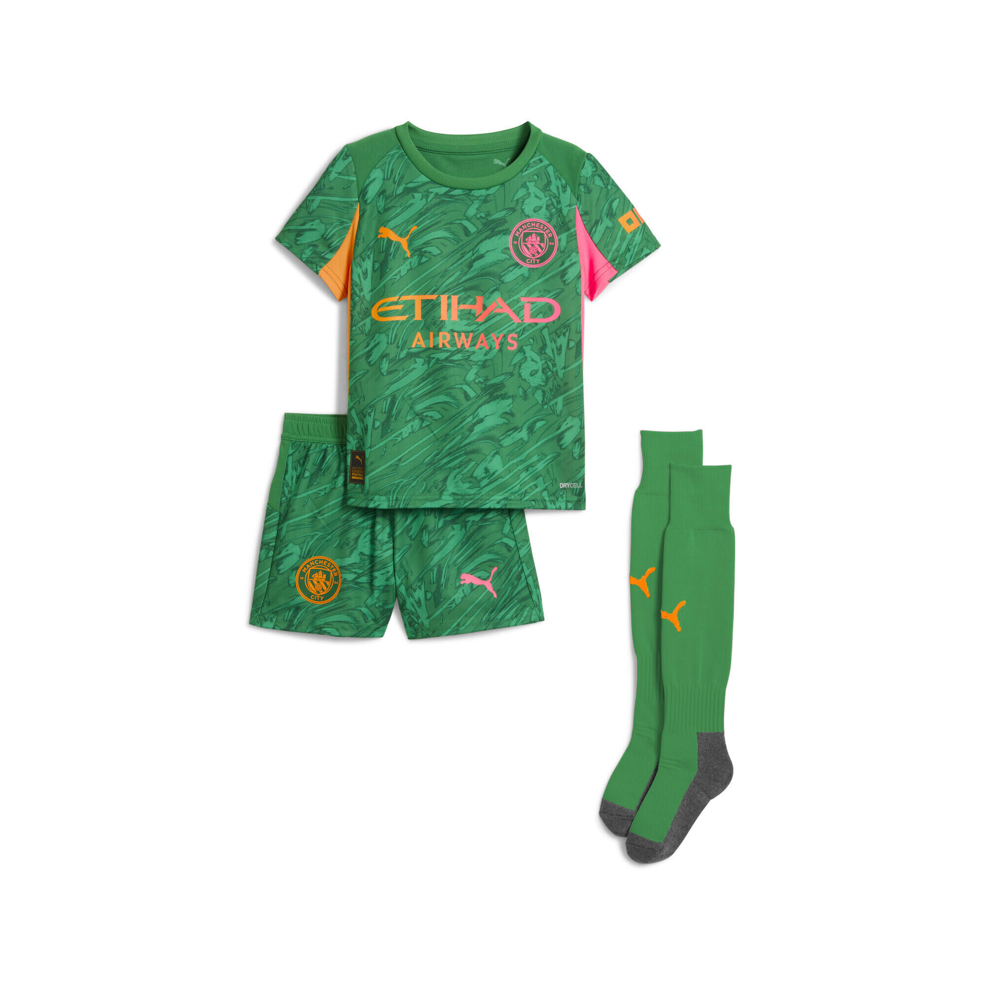 PUMA Manchester City 25/26 Torwart-Minikit Kinder PUMA Archive Green Heat Fire Orange