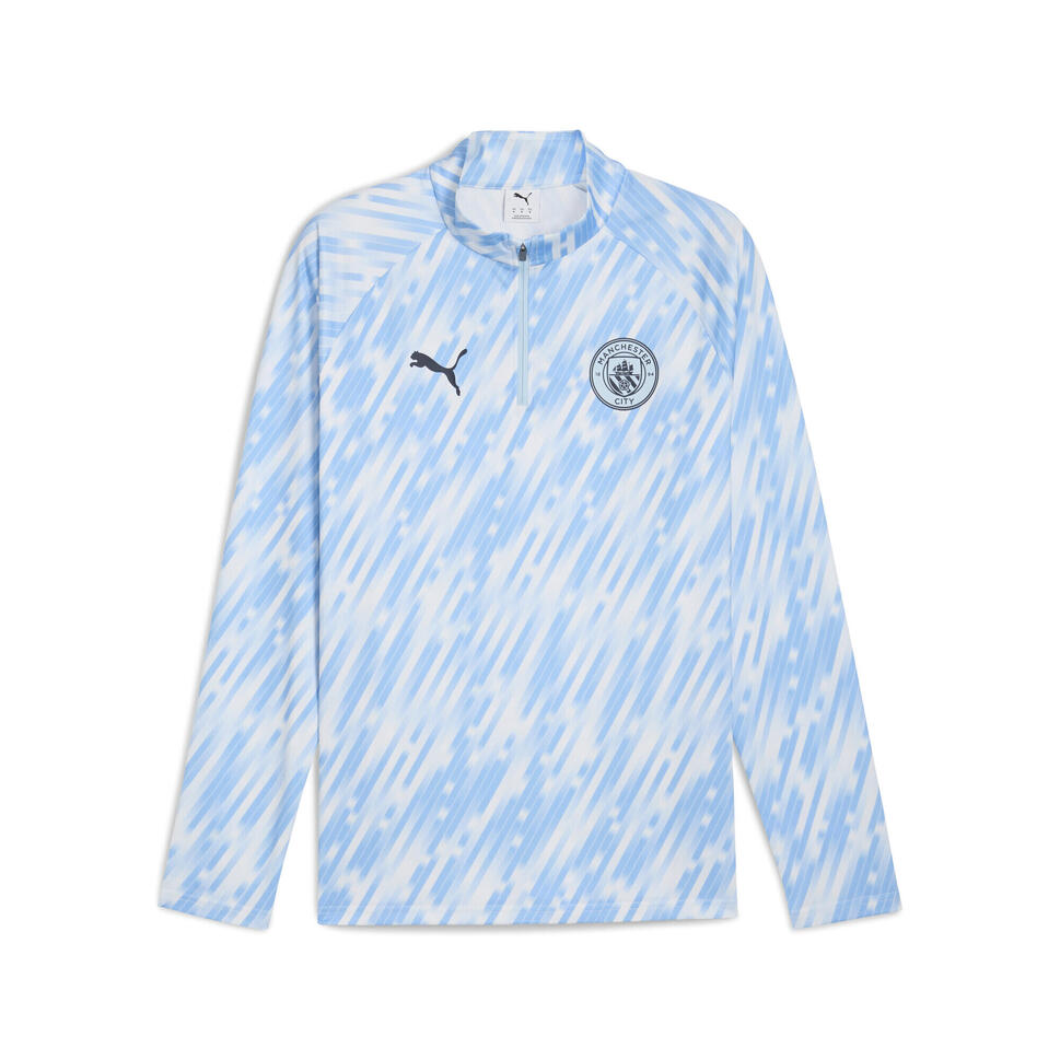 Męska bluza przedmeczowa z zamkiem 1/4 Manchester City PUMA Silver Sky Blue