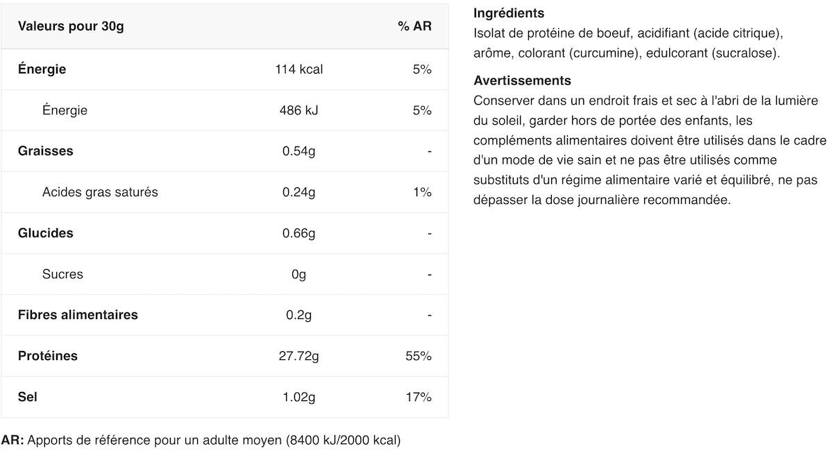 Protéine de bœuf - Beef-XP Clear Beef Protein - Citron et Menthe 150g 2/2