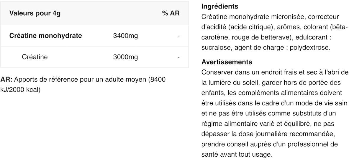 Créatine monohydrate - Creatine COR-Performance - Punch aux Fruits 2/3