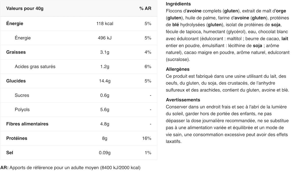 Barres énergétiques - Bodyfuel High Protein Flapjack - Chocolat 2/3