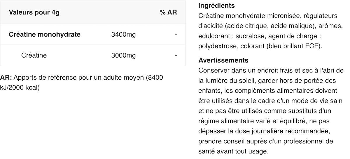 Créatine monohydrate - Creatine COR-Performance - Framboise Bleue Glacée 2/3