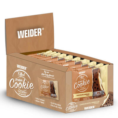 Weider filled protein cookie (10x70g) chocolate vanilla - functionele voeding