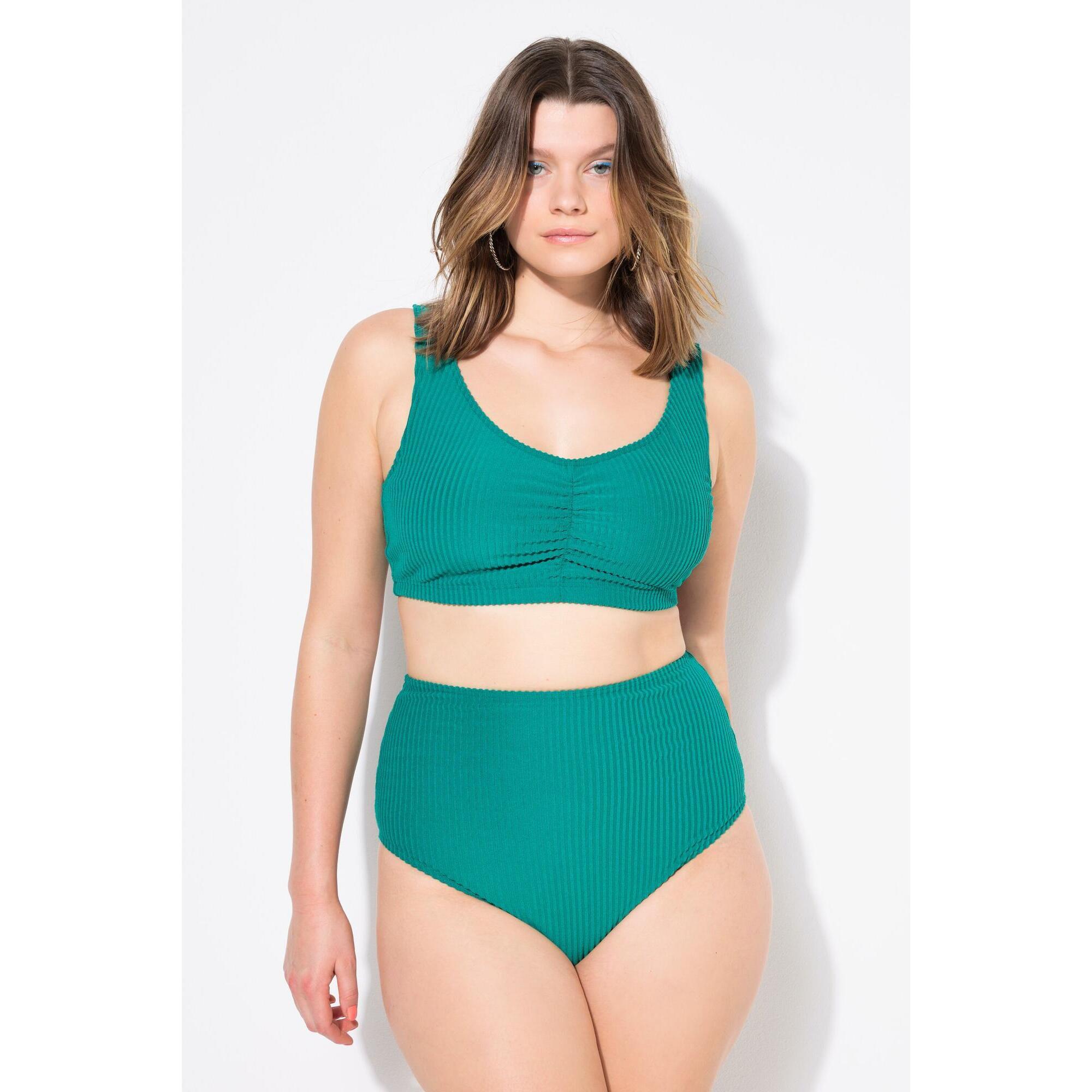 Ulla Popken - Femme Bas De Bikini Shorty Taille Haute Matière Texturée - Maillot De Bain 2 Pièces (bikini) - Vert - 52 2xl - Decathlon