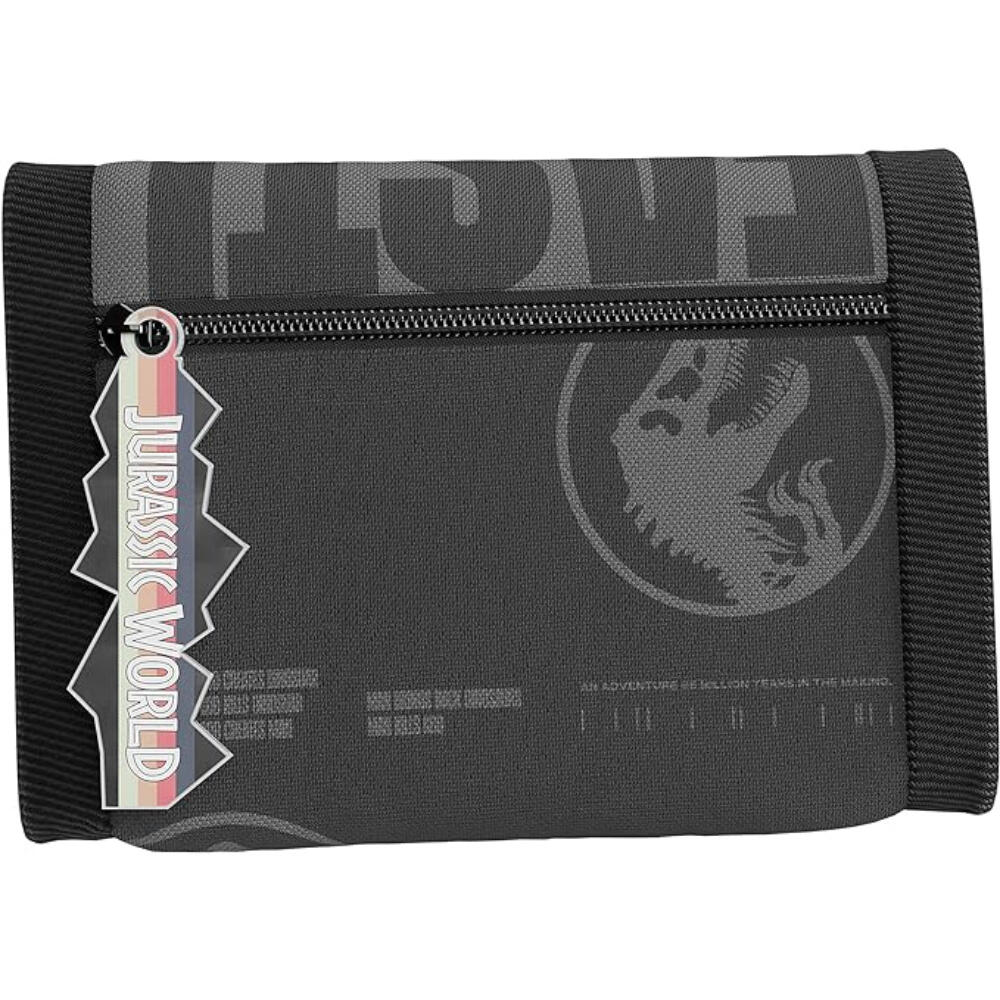Cartera - Unisex - Velcro y compartimentos - Jurassic World - Negro 2/3