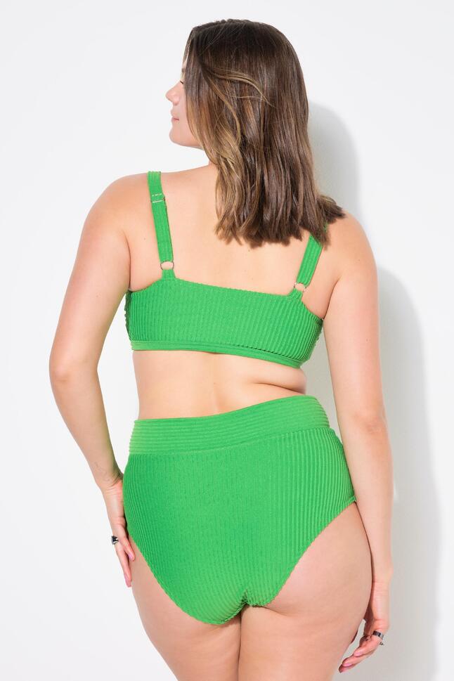 Damski Top bikini miękkie miseczki paski frotte ozdobne kółko