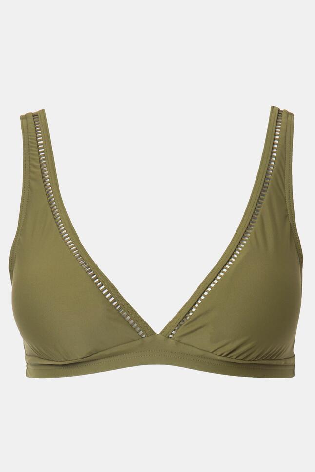 Damski Top bikini miękkie miseczki błyszczące obszycie dekolt w serek