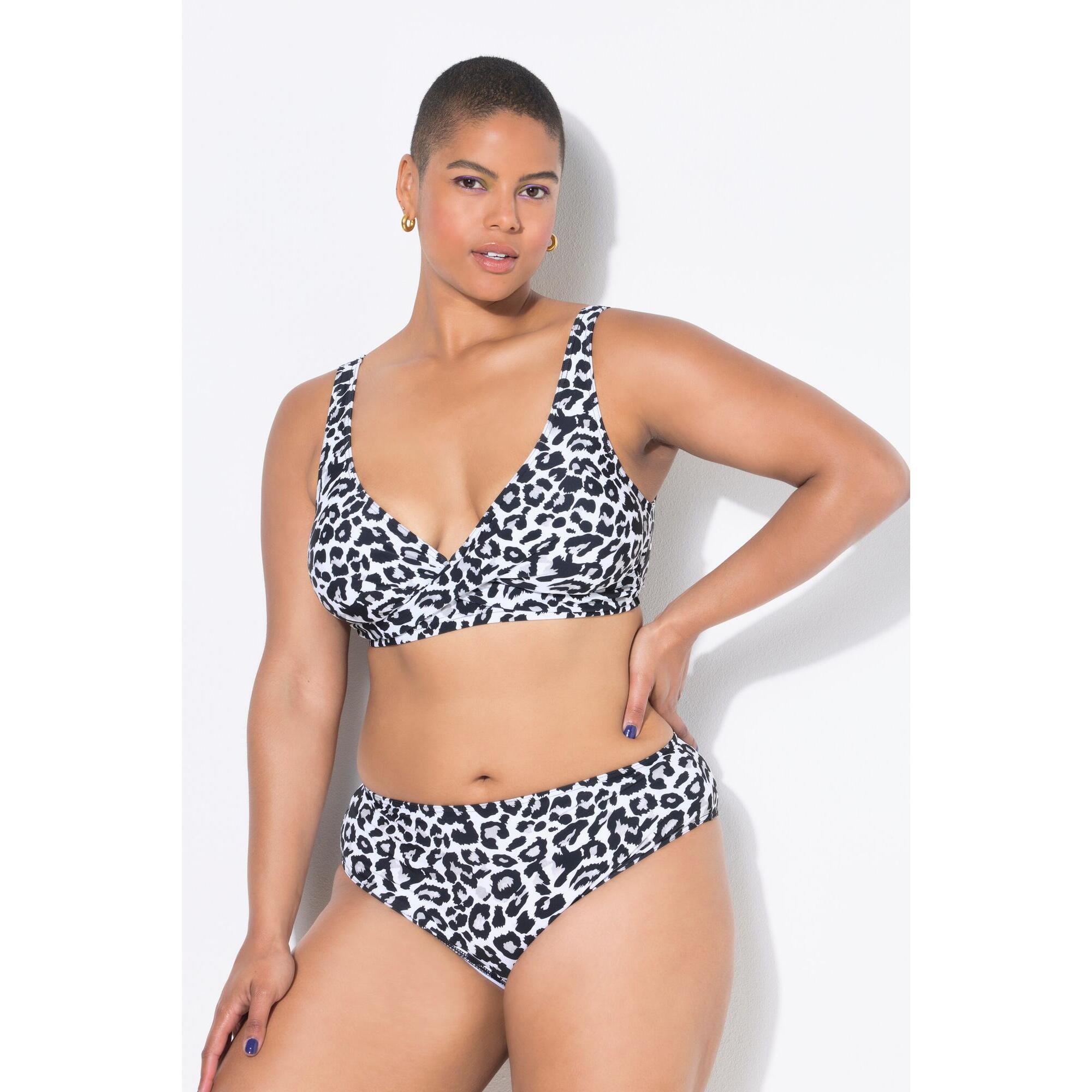 Ulla Popken - Femme Bas De Bikini Taille Haute Imprimé Léopard - Maillot De Bain 2 Pièces (bikini) - Blanc - 48 Xl - Decathlon