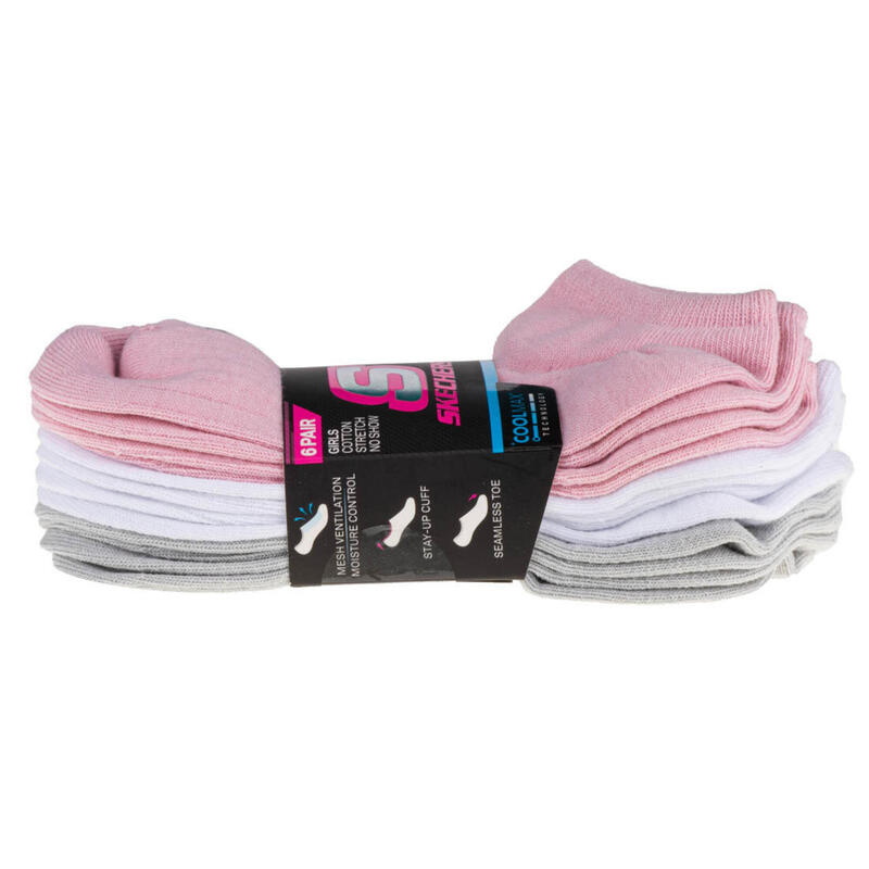 Skechers 6pk Girls Terry No Show,skarpetki wielokolorowe dla dziewczynki