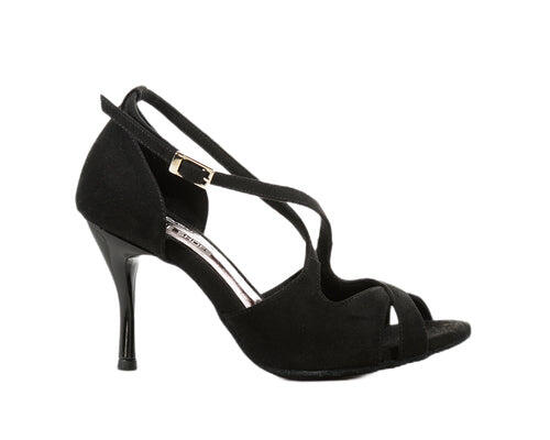 DANCING QUEENS Dancing Queens Dance Shoes 736/486 Black Suede Heel 8 cm