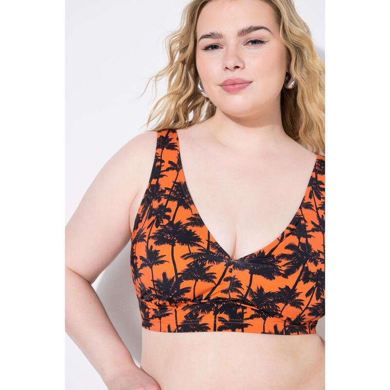 Damski Top od bikini miękkie miseczki nadruk z palmami