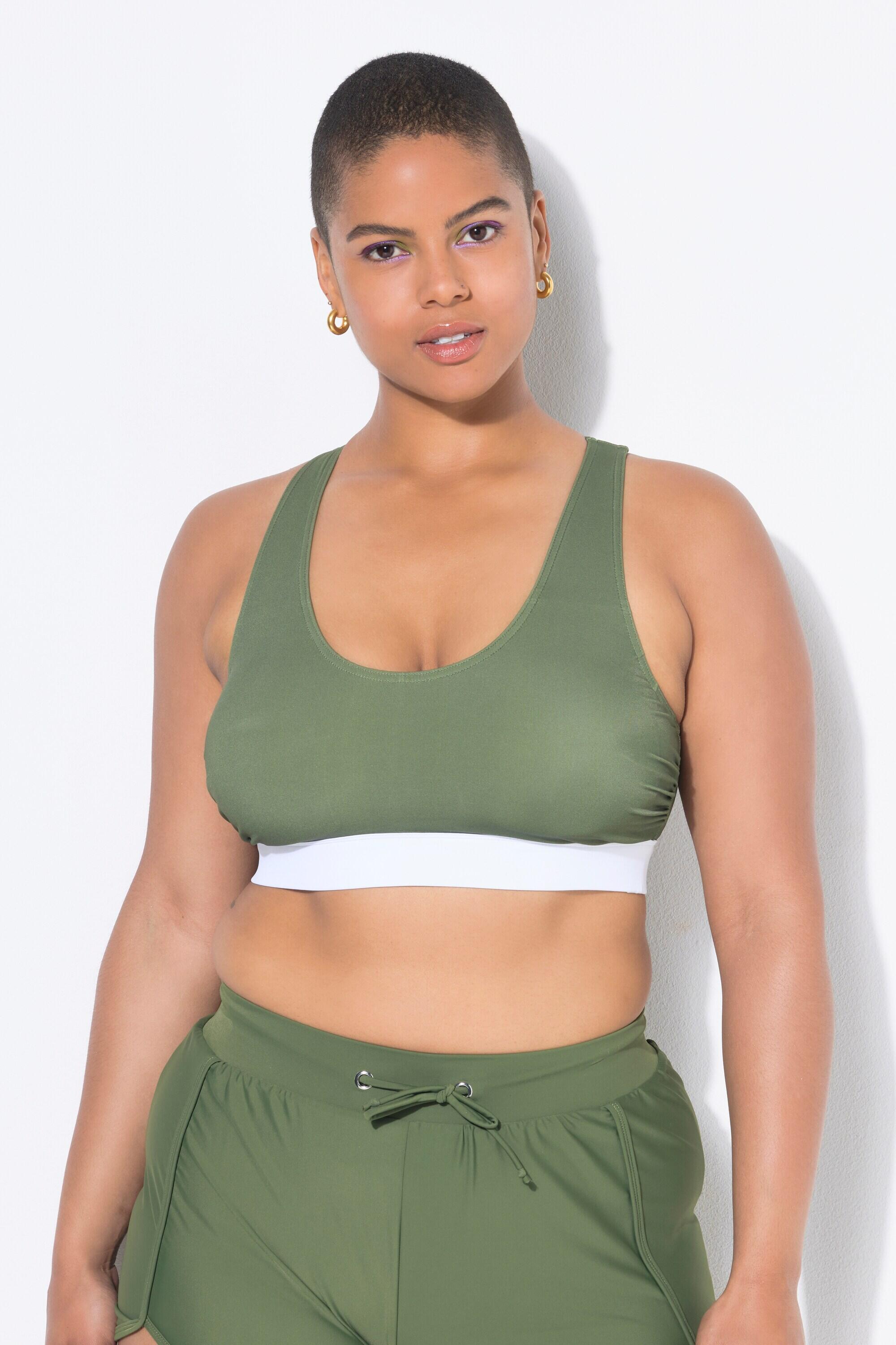 ULLA POPKEN Top bikini donna schiena a vogatore Coppe morbide verde 80% poliammide