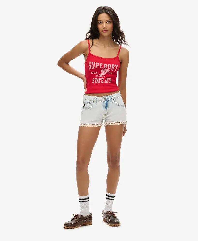 superdry Denim Hot Shorts - 100% Biologisch Katoen, Pale Icy Blue 2/7