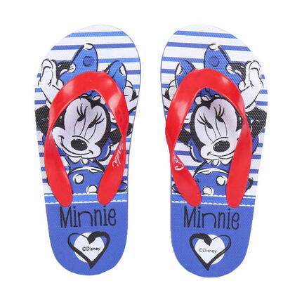 Chanclas Flip Flop Minnie Mouse Azul a Rayas Niña