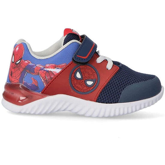 Zapatillas Deportivas Con Luces Led Spiderman Niño Azul Marino