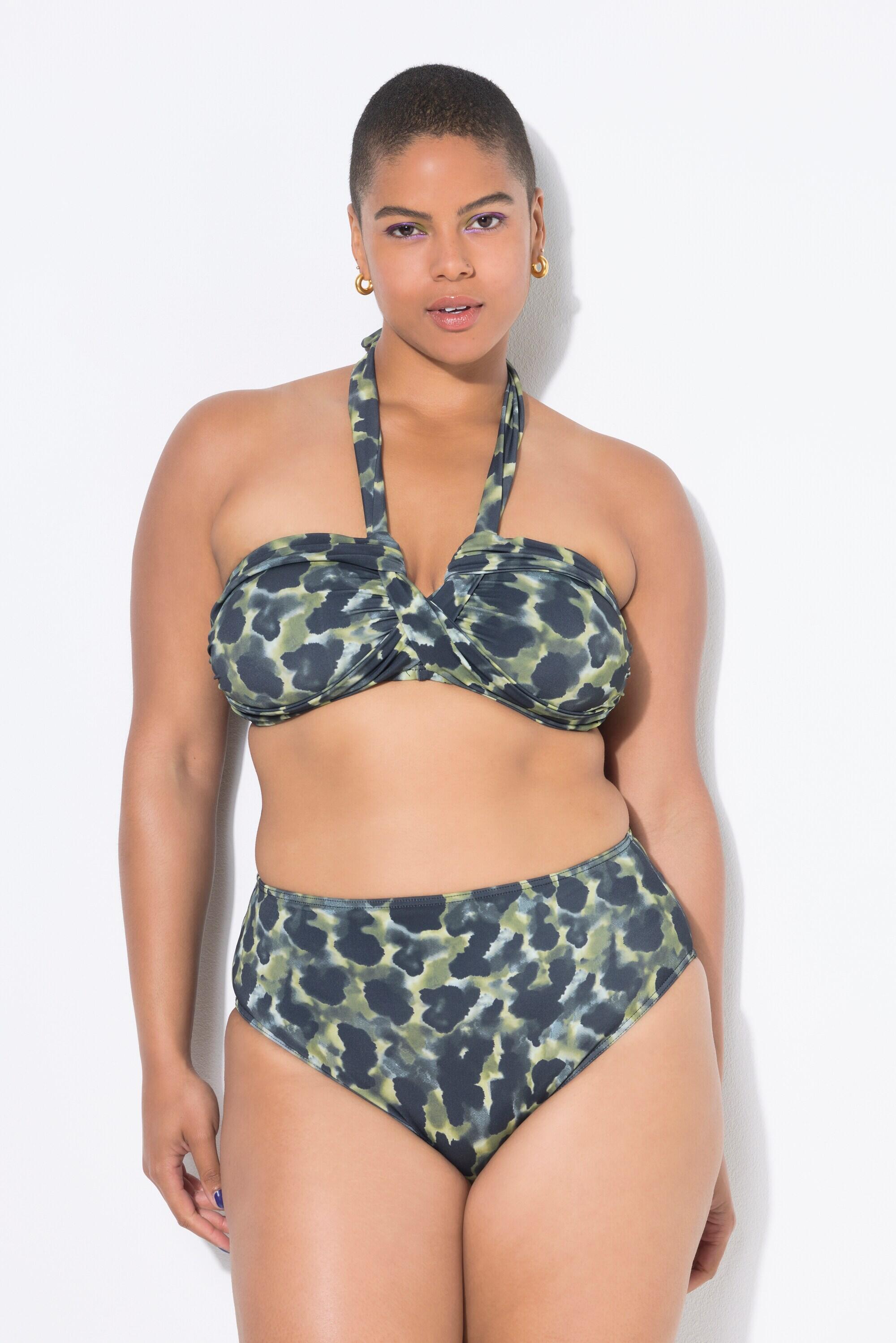 ULLA POPKEN Top bikini donna camouflage drappeggiato con coppe morbide