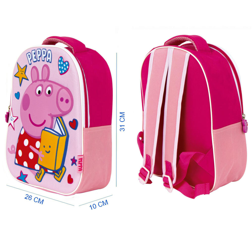 Set Vuelta al Cole Peppa Pig Mochila Guardería Saco Merienda y Estuche 2/3