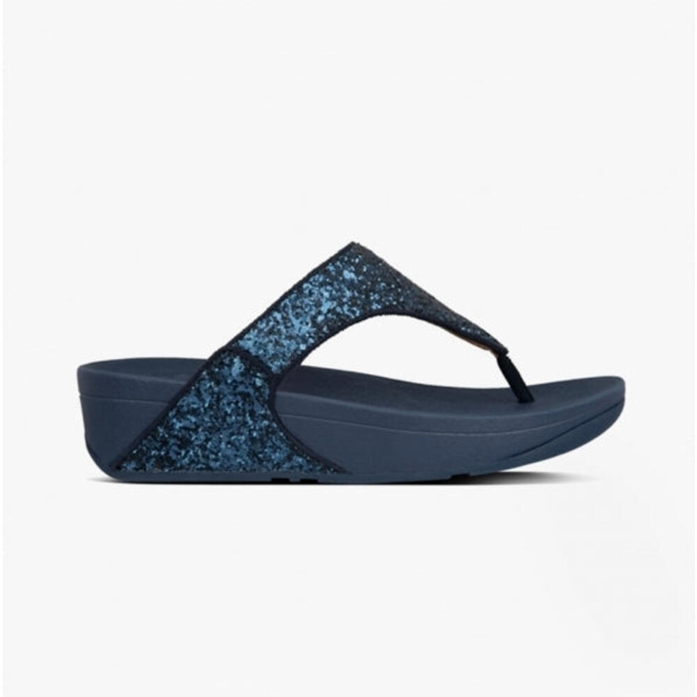 FitFlop Lulu Glitter Toe-Thongs PU Glitter  MIDDERNACHTBLAUW 37