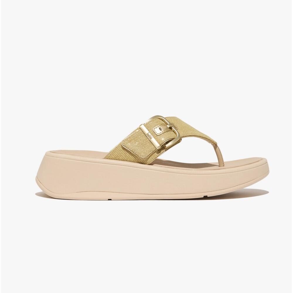 FIT FLOP F-mode Buckle Shimmerlux Flatform Womens Poolside Buckle Toe Post