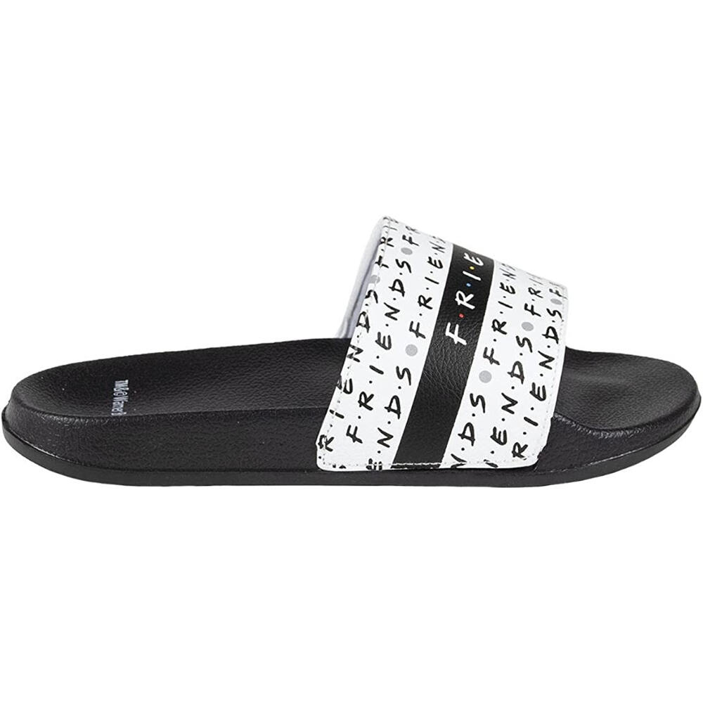 Chanclas - Sportswear - Mujer - Pala estampada Friends - Negro/Blanco 2/3