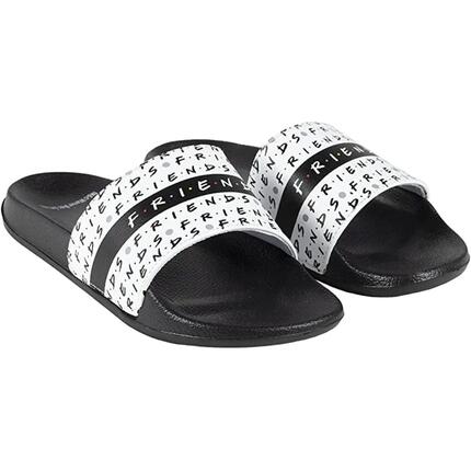 Chanclas - Sportswear - Mujer - Pala estampada Friends - Negro/Blanco
