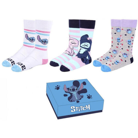 Pack 3 Calcetines en Caja Regalo Stitch Mujer