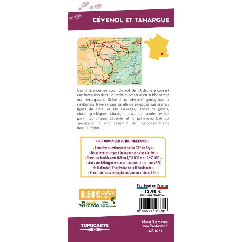 GR TOURS DANS LE CEVENOL ET LE TANARGUE T071 TOPOCARTE 2/2