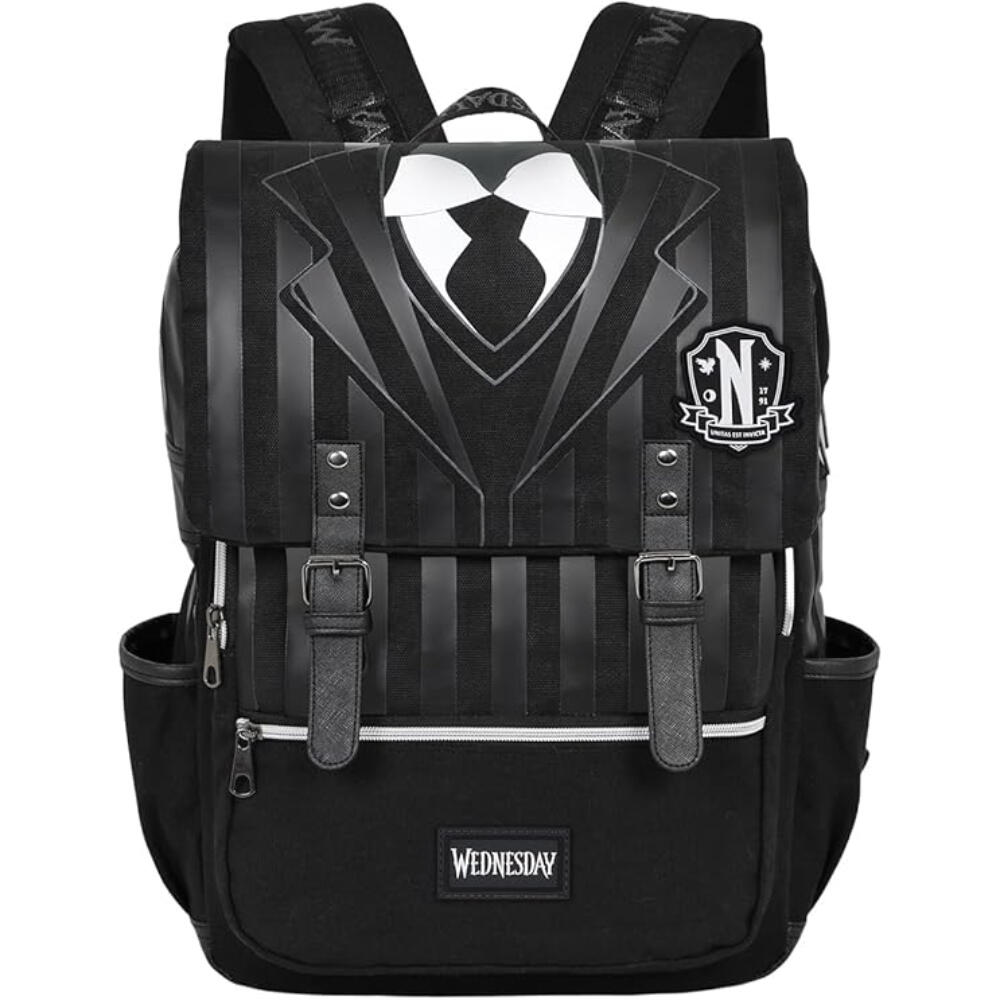 Mochila Oxford Unisex - Acolchada, bordado - Wednesday - Negro 2/3