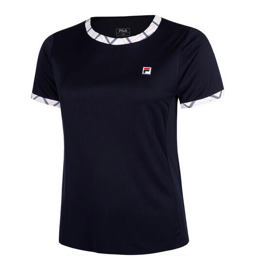 FILA T-shirt Yamila Donna F-Box blu navy in poliestere riciclato, taglio aderente