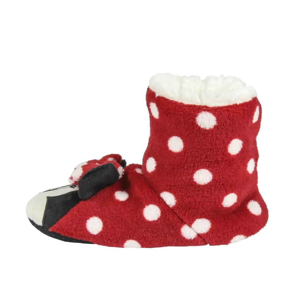 Zapatillas De Casa Bota Minnie Mouse Niña Rojas Lacitos 3/3