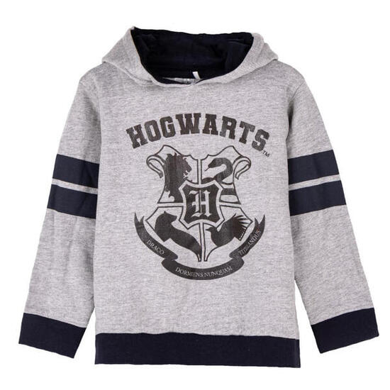 Sudadera Infantil - Capucha, Cremallera - Hogwarts - Gris