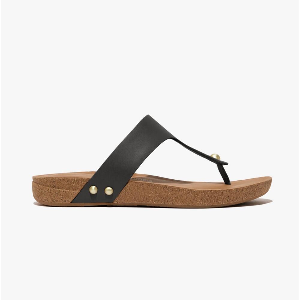 FIT FLOP Iqushion Leather Womens Poolside Slip On Toe Post