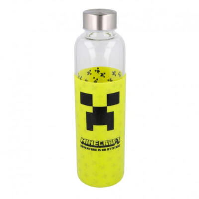 Bottiglia di vetro con coperchio in silicone Educa Borras Minecraft