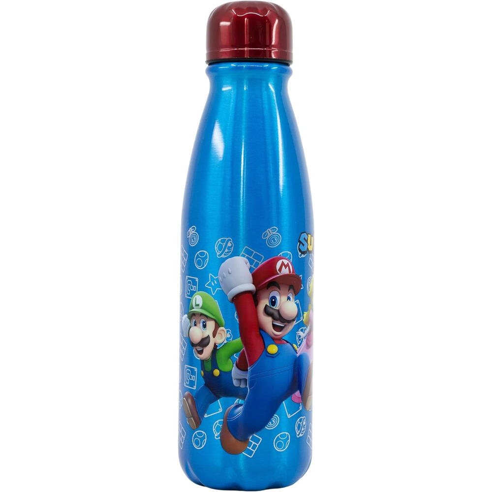 Botella de aluminio - Bidón de viaje - Unisex - 600 ml - Super Mario Bros - Azul 2/3