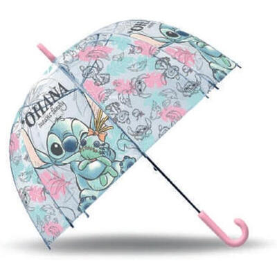 Paraguas Campana Transparente Stitch Ohana Means Family