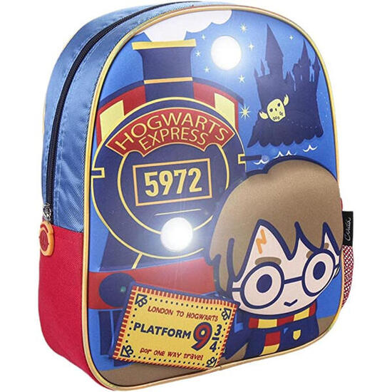 Mochila guardería - Infantil - Unisex - 3D personajes Harry Potter, Luces - Azul