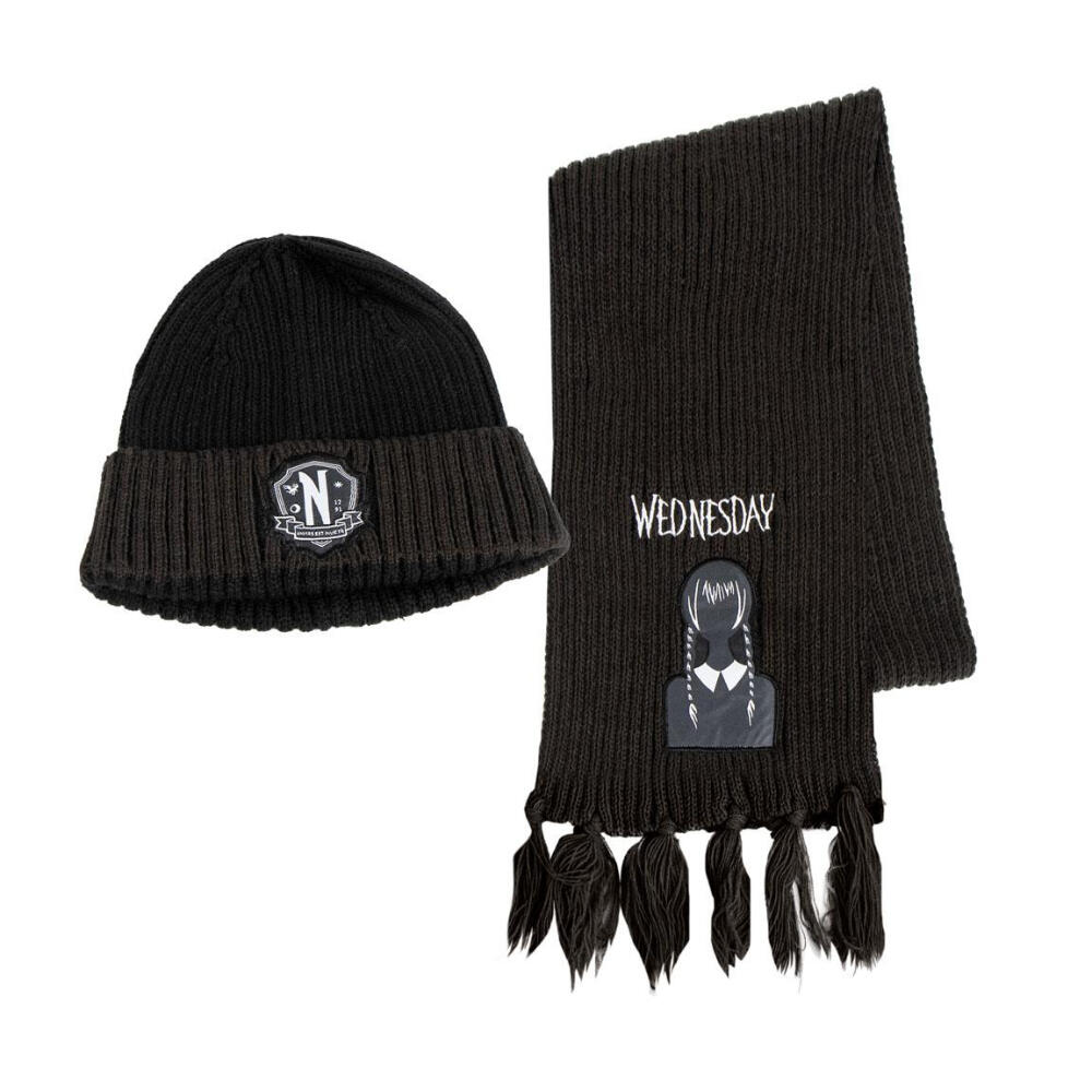 Set invierno infantil - Gorro y bufanda - Wednesday - Negro 2/3